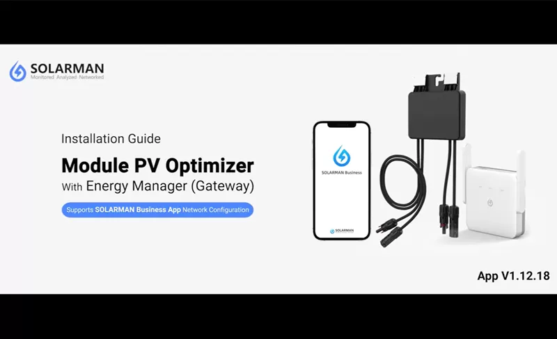 Guia de instalação-Módulo PV Optimizer Com Gestor de Energia (Gateway) SOLARMAN Business App Network