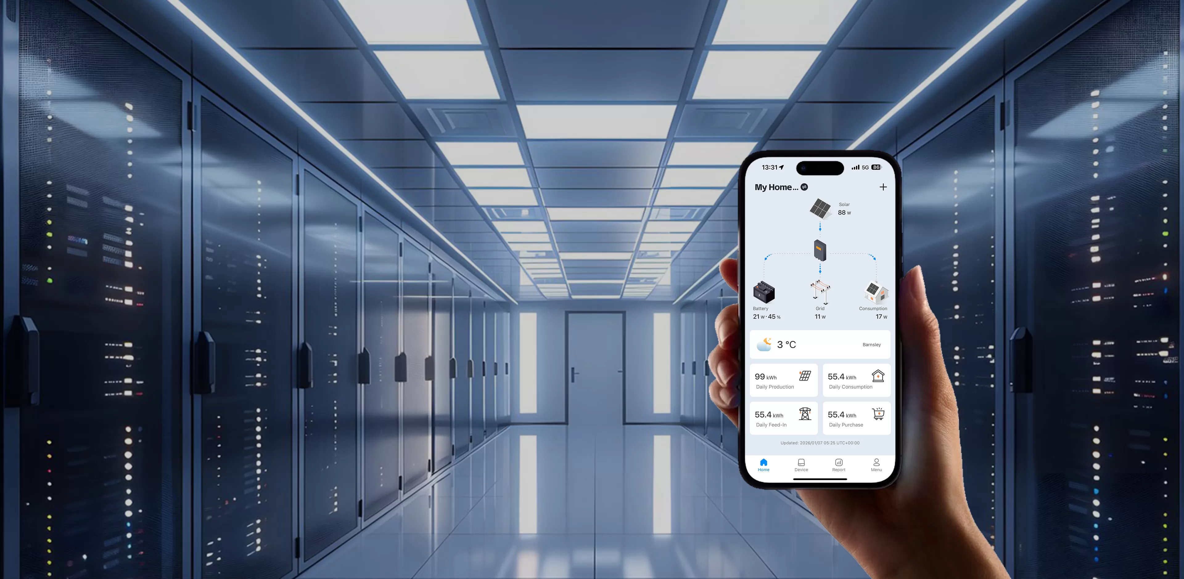 Software de monitoramento de armazenamento solar
